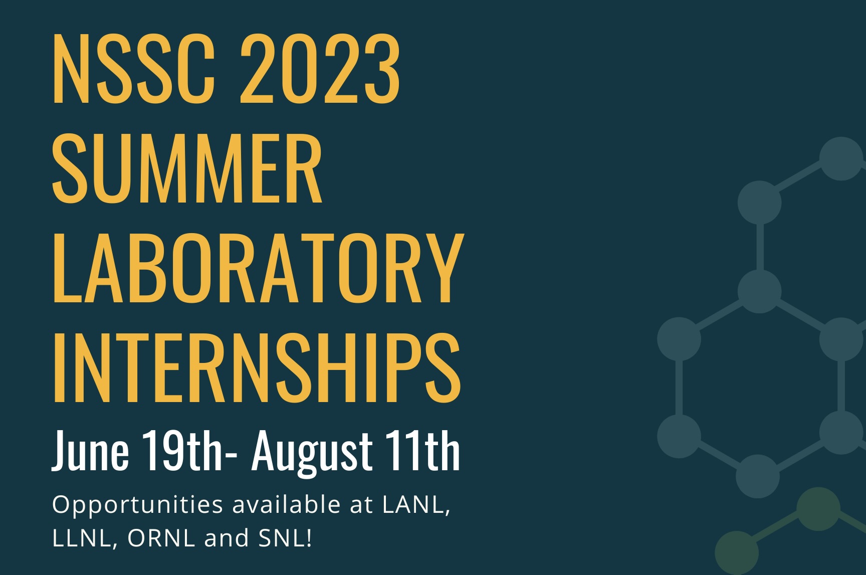 Nssc 2023 summer laboratory internships nuclear science and security